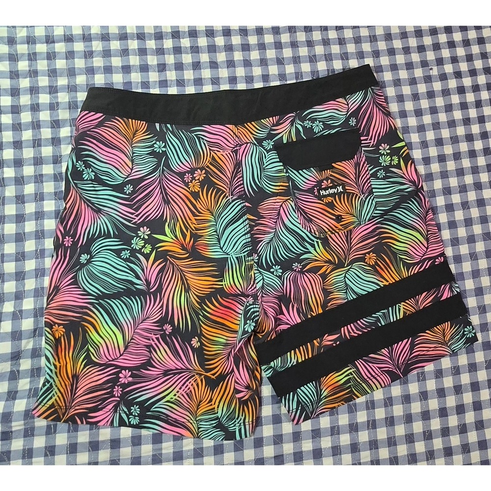 Hurley Block Party 18 Board Shorts Swim Trunks Multicolor FloralPalm Leaves Mens - Picture 3 of 6